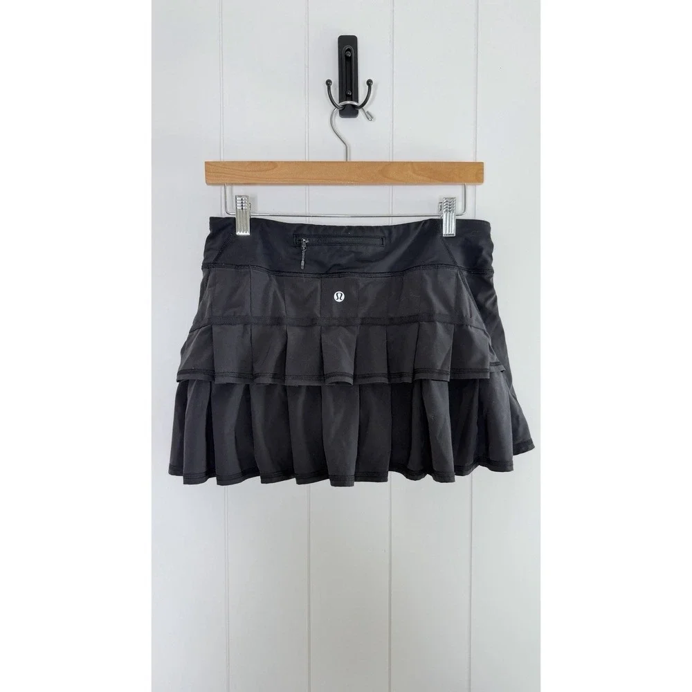 Lululemon Throwback Pace-Setter Mid-Rise Skirt In Black Size 6 Skort Tennis